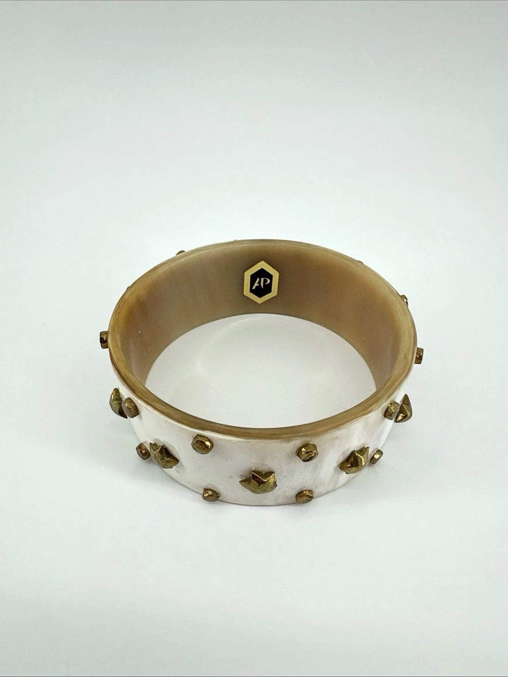 Ashley Pittman AP Kenya Akili Light Horn Star Bangle Bracelet Brass Studs
